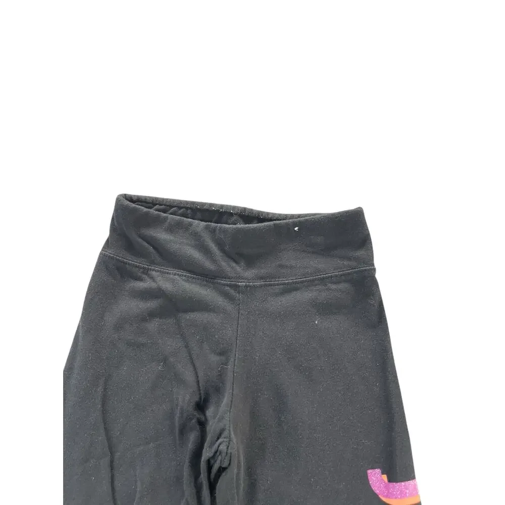 Justice Girls Black Pink Graphic Fitted Leggings Youth Size Small